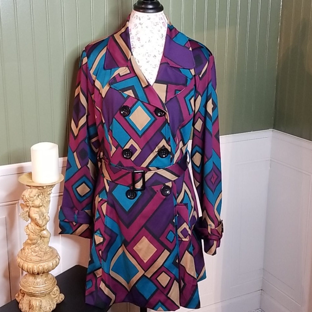 Mason Thomas Colorful jacket w/belt size X-Lrg